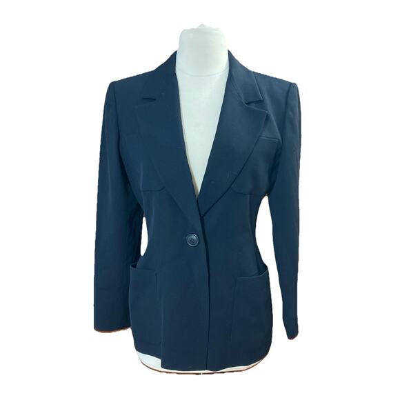 Yves Saint Laurent Womens Vtg Virgin Wool Blazer Sz 6 Black Luxury Career France - Picture 1 of 11